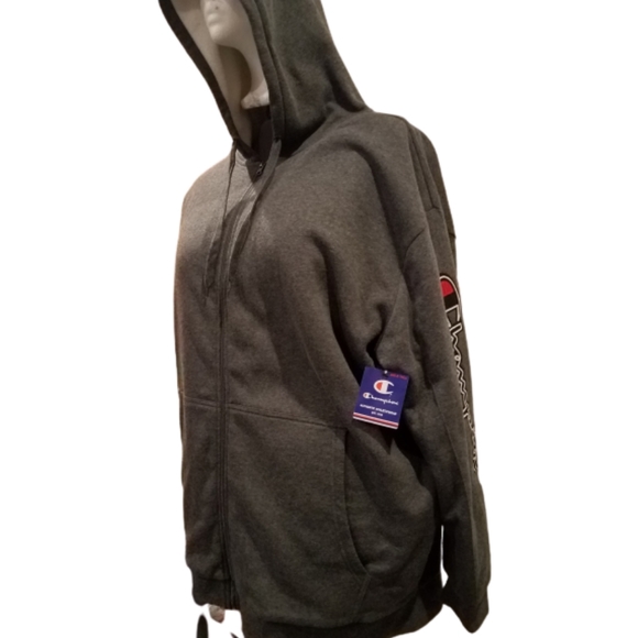 Champion Big & Tall Grey Zip-Up Hoodie Sz … - Picture 2 of 8